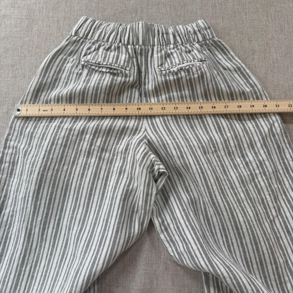 Gap Womens 0 Striped Linen Cotton Cropped Wide Leg Culottes Striped Coastal - Picture 3 of 8